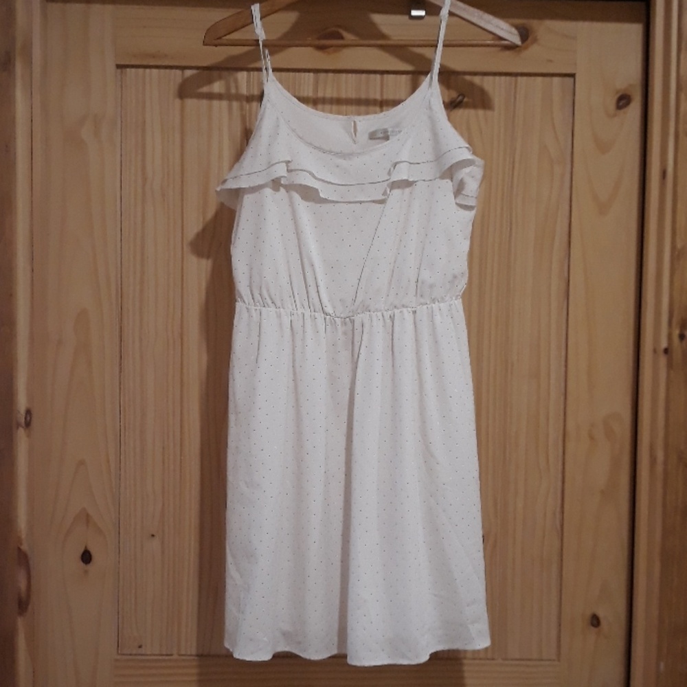 Lauren Conrad Metallic Gold Polka Dot Dress. 6.